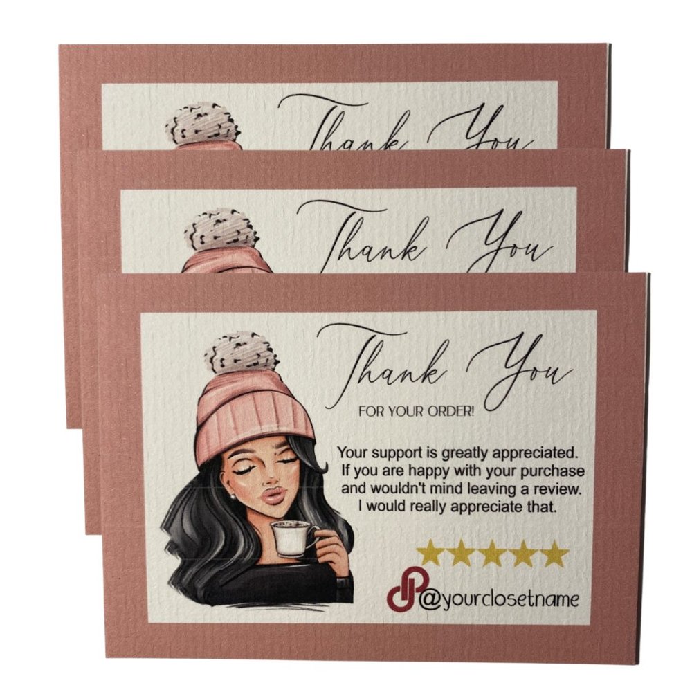 Feminine Thank You Card with Customer Reviews
